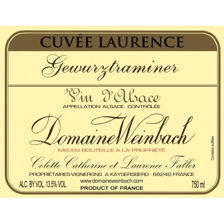 Gewürztraminer Cuvée Laurence 2015 - Domaine Weinbach