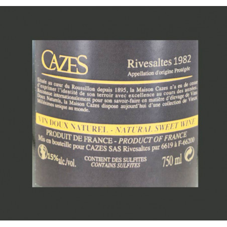 Rivesaltes Ambré 1982 - Domaine CAZES contre etiquette