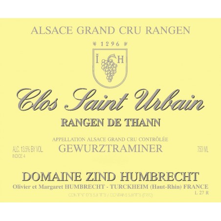 Gewurztraminer Rangen de Thann 2013 Clos St Urbain - Zind-Humbrecht