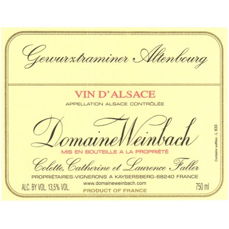 Gewürztraminer Altenburg 2015 - Weinbach Estate