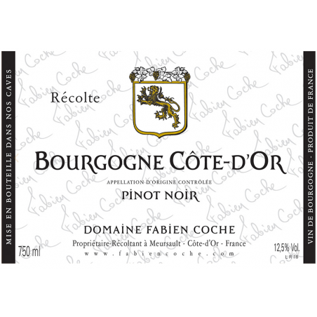 Bourgogne Pinot Noir   Côte d'Or - Fabien Coche