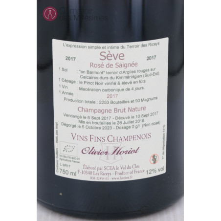 Sève Rosé de Saignée Brut Nature 2017 - Champagne Olivier Horiot