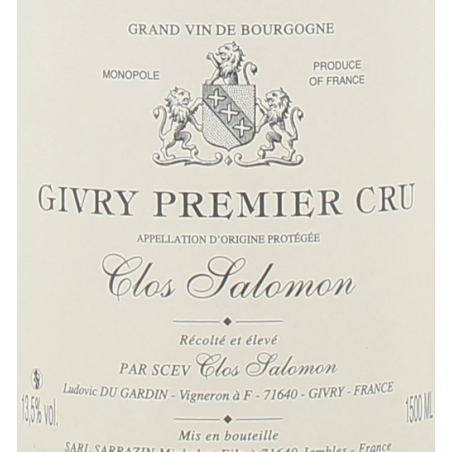 Givry 1er cru Clos Salomon Michel Sarrazin et Fils